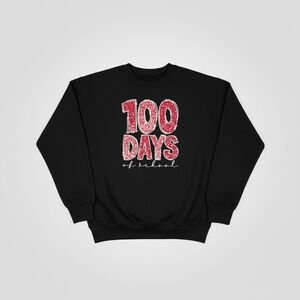 100 Days of School Graphic Crewneck Sweatshirt Black | Teacher Size L